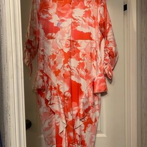 Floral Ruffle Dress in Red and Pink